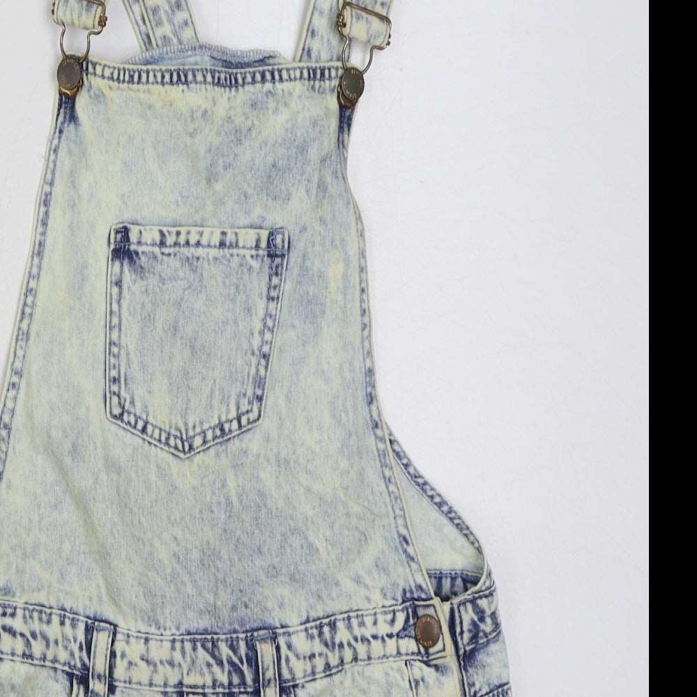 Denim & Co. Girls Blue Cotton Dungaree One-Piece Size 13-14 Years Buckle