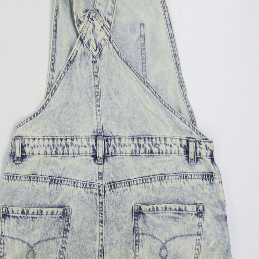 Denim & Co. Girls Blue Cotton Dungaree One-Piece Size 13-14 Years Buckle