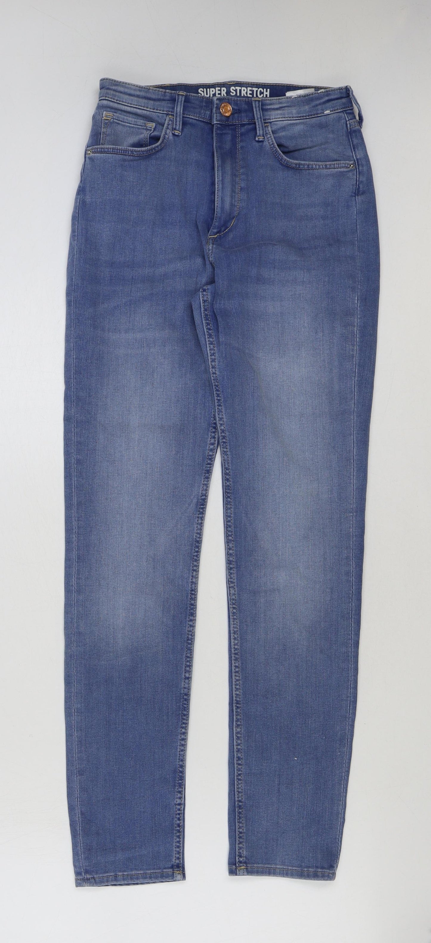 &denim Girls Blue Cotton Skinny Jeans Size 14 Years Regular Button