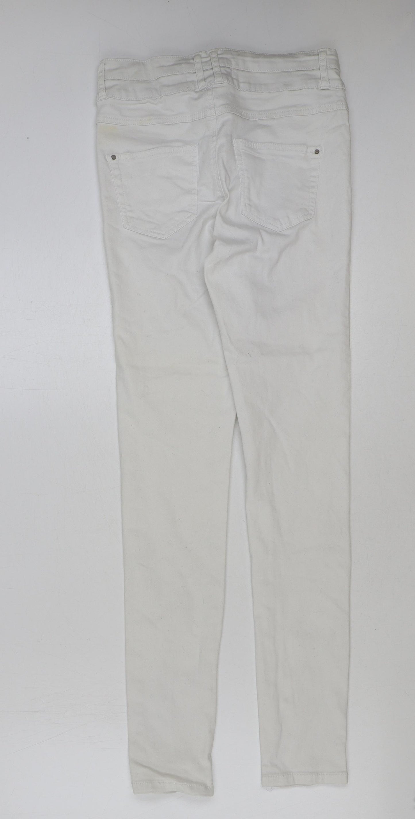 New Look Womens White Cotton Skinny Jeans Size 12 L30 in Regular Button