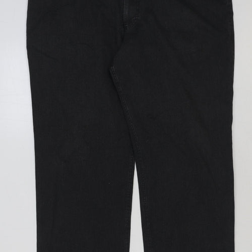 Marks and Spencer Womens Black Cotton Straight Jeans Size 38 in L29 in Regular Button