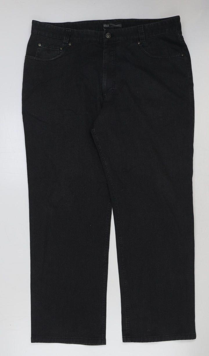 Marks and Spencer Womens Black Cotton Straight Jeans Size 38 in L29 in Regular Button