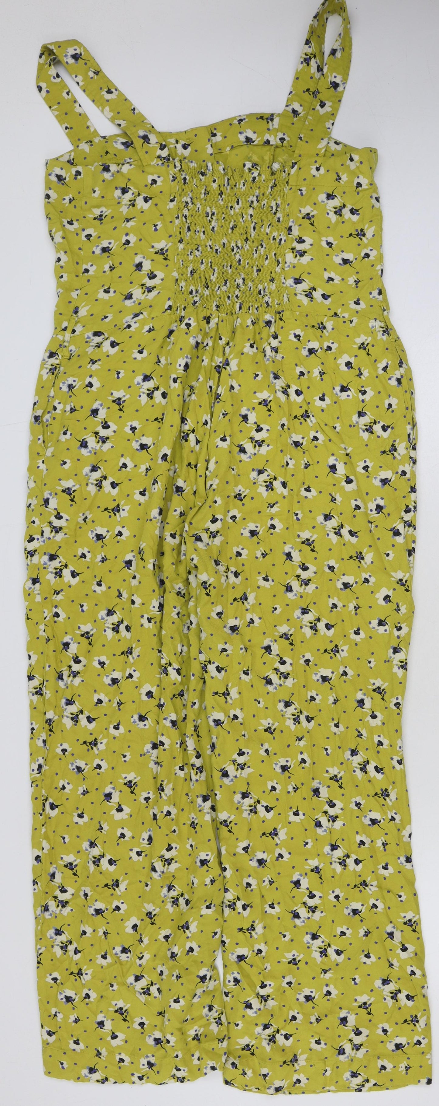 NEXT Womens Green Floral Viscose Jumpsuit One-Piece Size 14 L27 in Button
