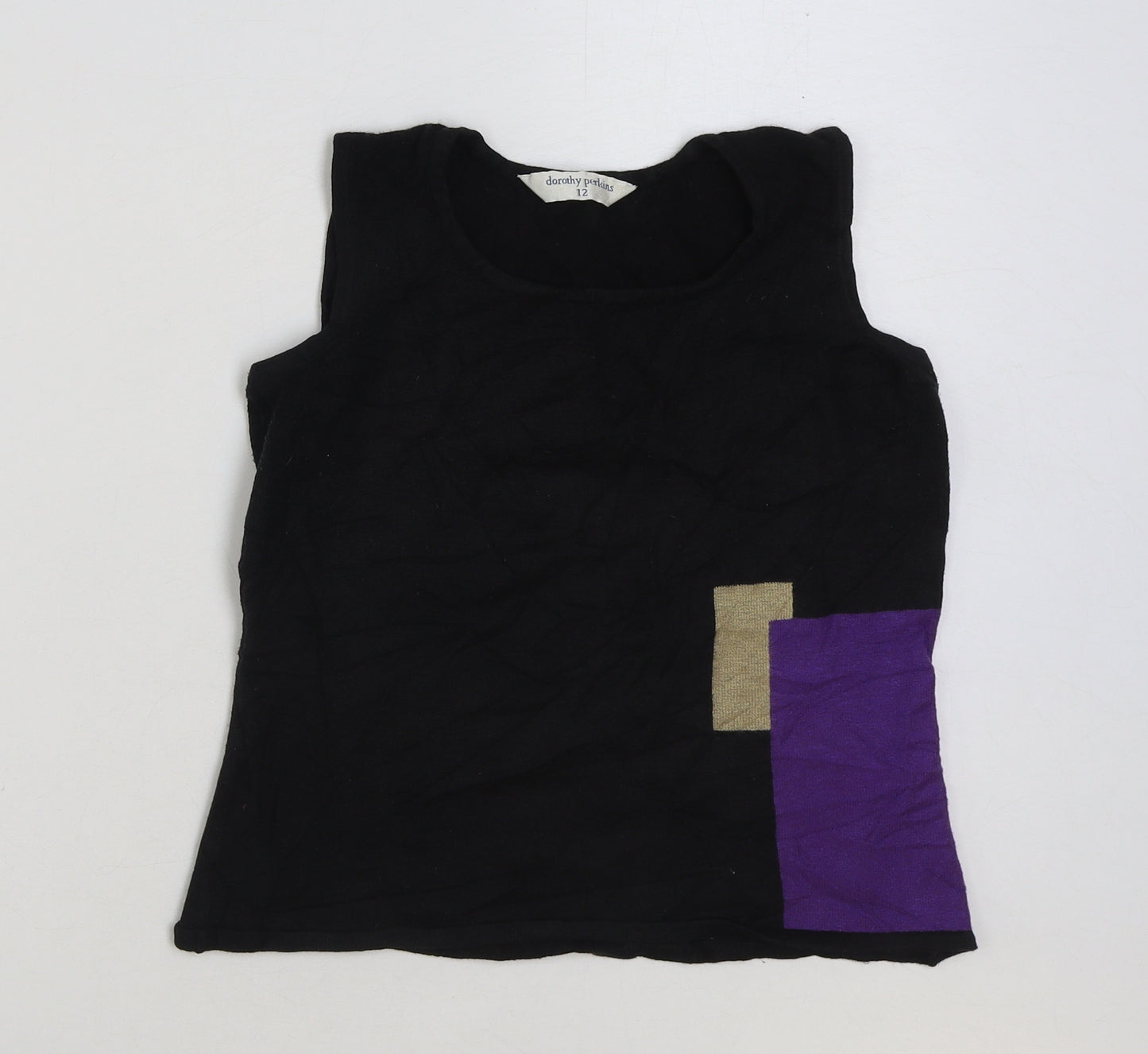 Dorothy Perkins Womens Multicoloured Colourblock Acrylic Basic Tank Size 12 Round Neck