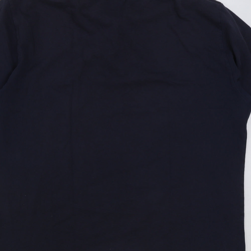 Linea Mens Blue Cotton Polo Size L Collared Button