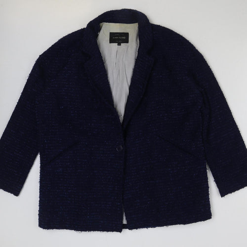 River Island Womens Blue Pea Coat Coat Size 14 Button