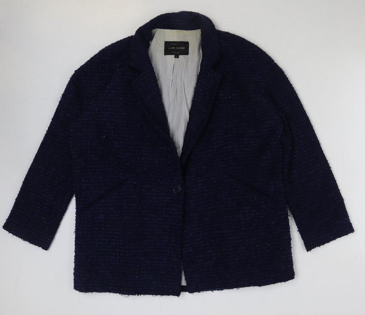 River Island Womens Blue Pea Coat Coat Size 14 Button