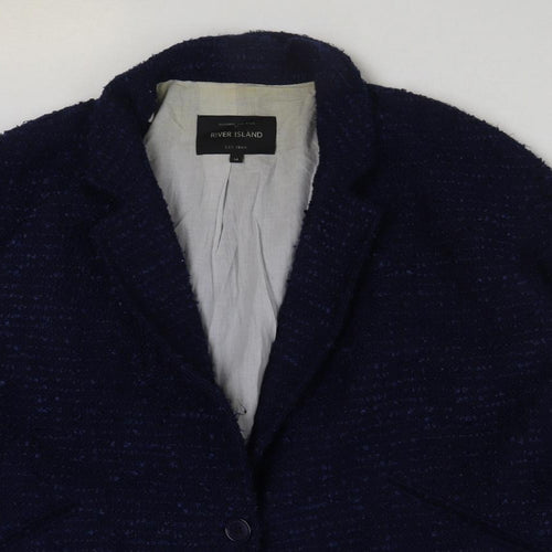 River Island Womens Blue Pea Coat Coat Size 14 Button