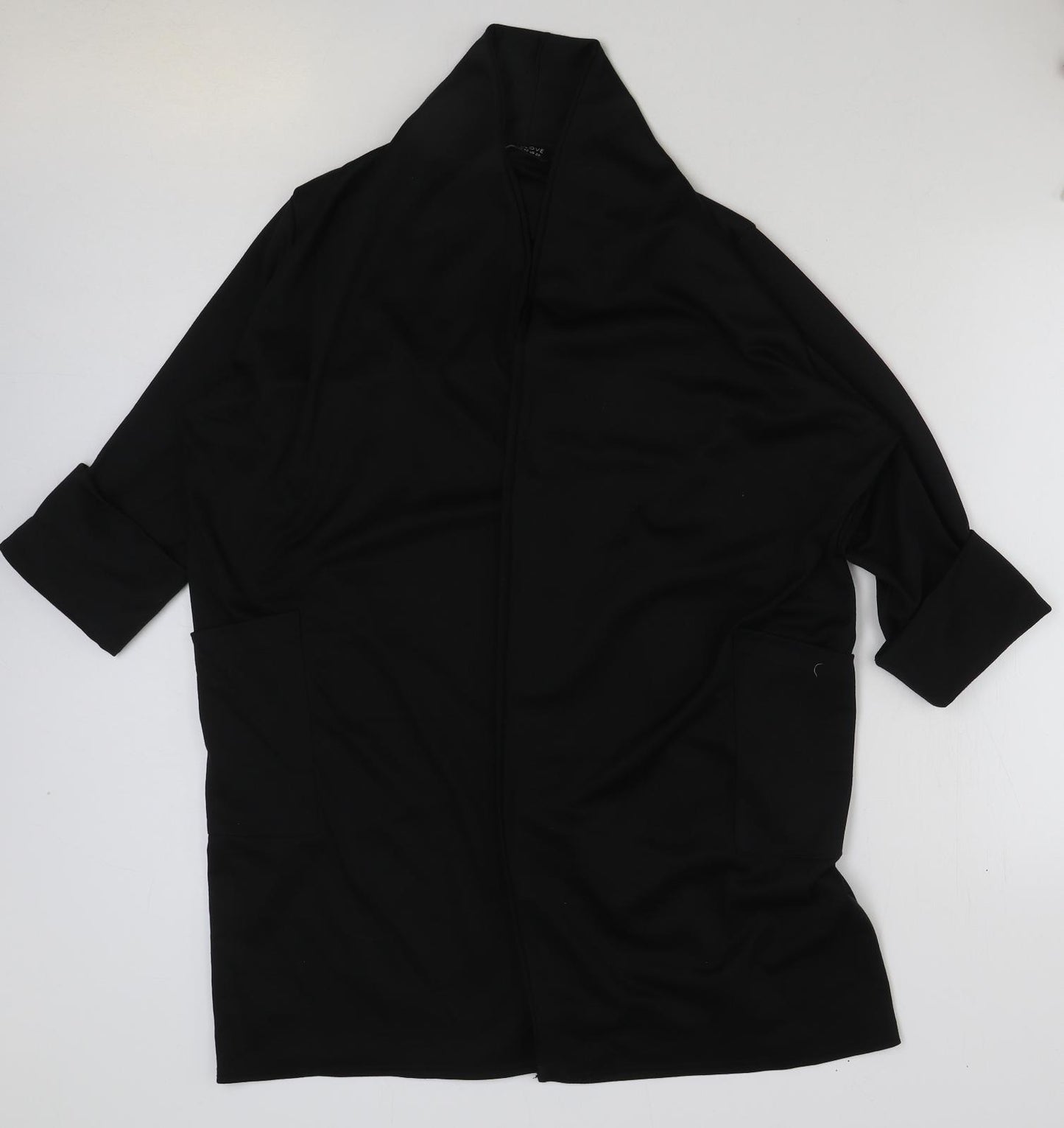 Pink Clove Womens Black V-Neck Polyester Cardigan Jumper Size 24