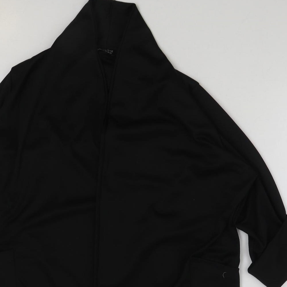 Pink Clove Womens Black V-Neck Polyester Cardigan Jumper Size 24