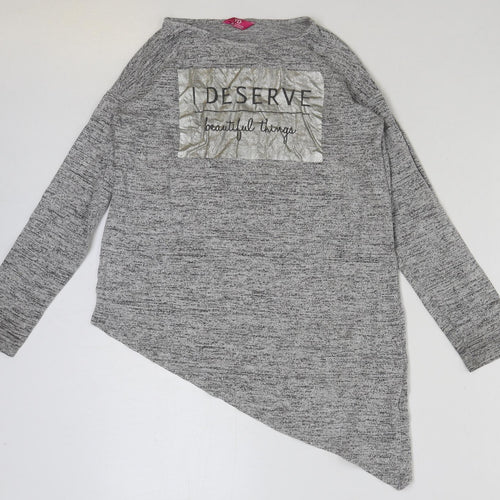 Young Dimension Girls Grey Polyester Basic T-Shirt Size 11-12 Years Round Neck Pullover - I deserve beautiful things