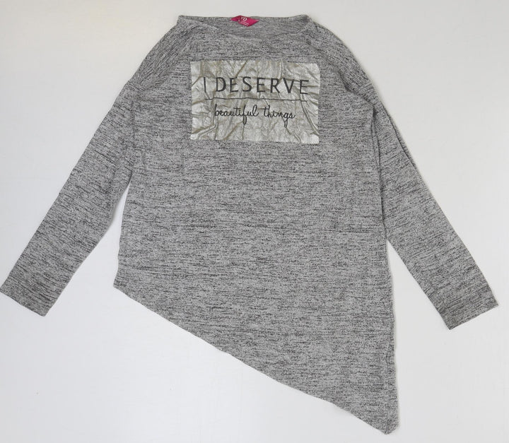 Young Dimension Girls Grey Polyester Basic T-Shirt Size 11-12 Years Round Neck Pullover - I deserve beautiful things