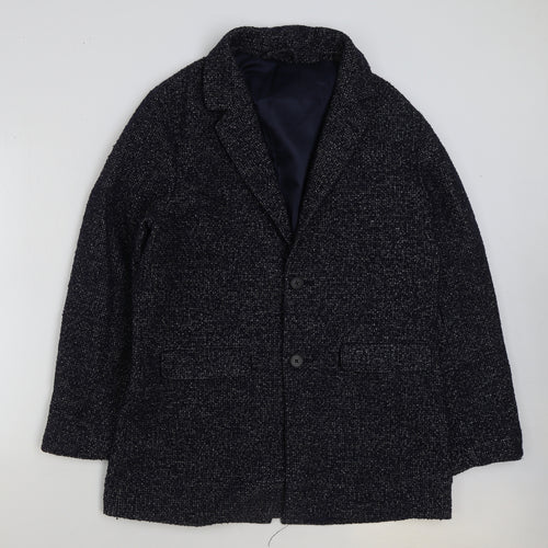 Moss London Womens Blue Pea Coat Jacket Size 44 Button