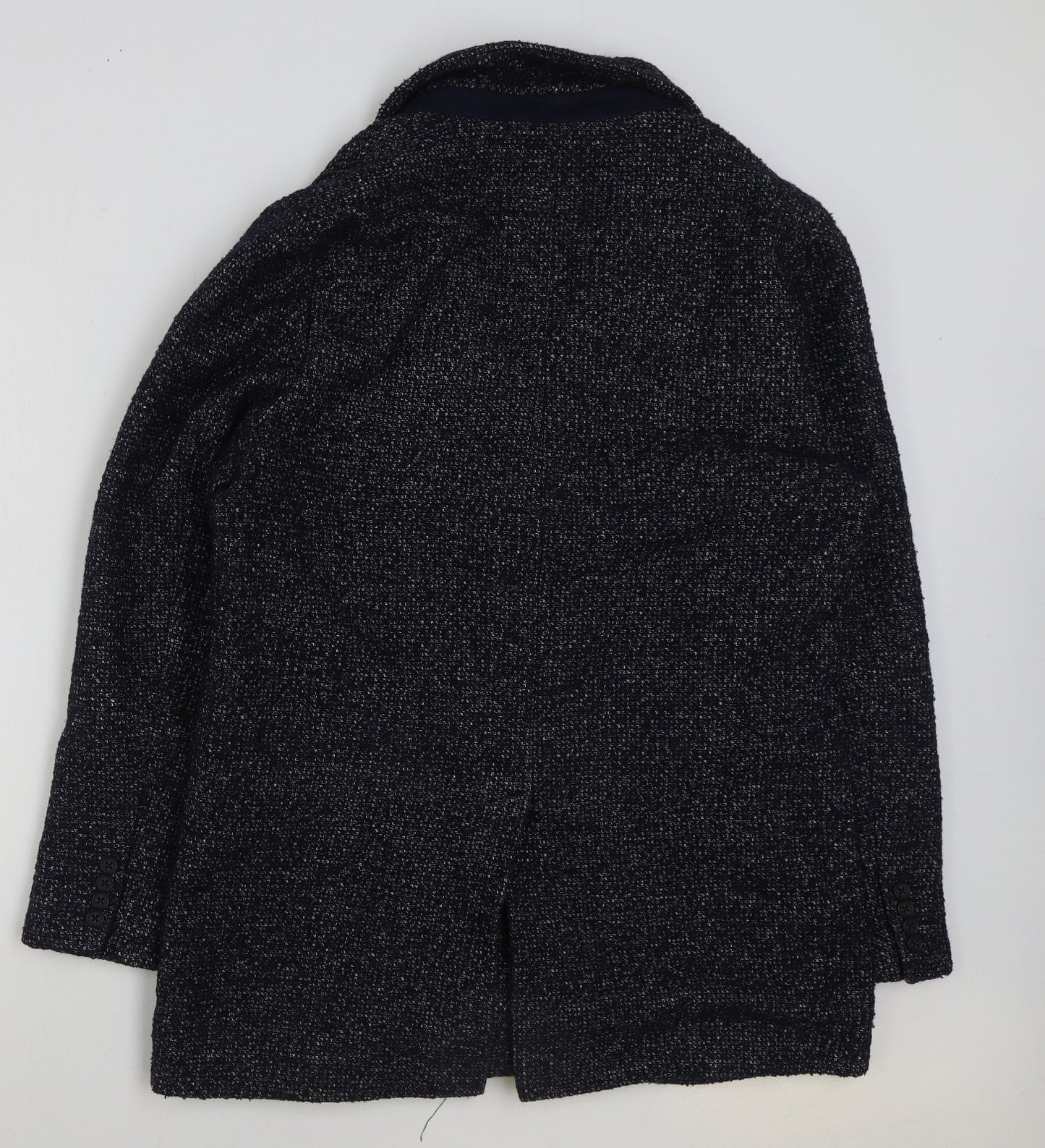 Moss London Womens Blue Pea Coat Jacket Size 44 Button