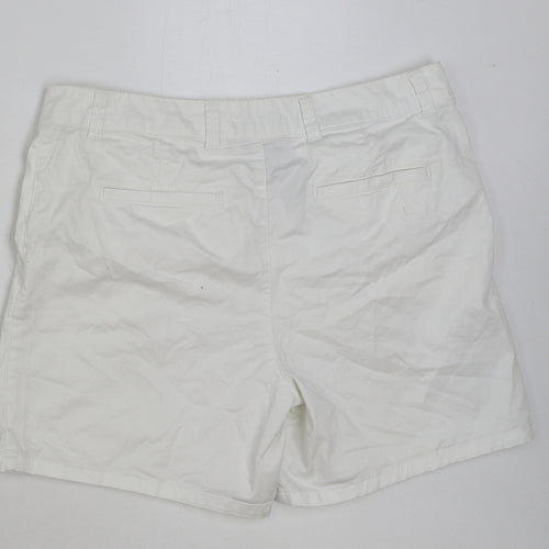 TU Womens White Cotton Bermuda Shorts Size 14 L6 in Regular Button