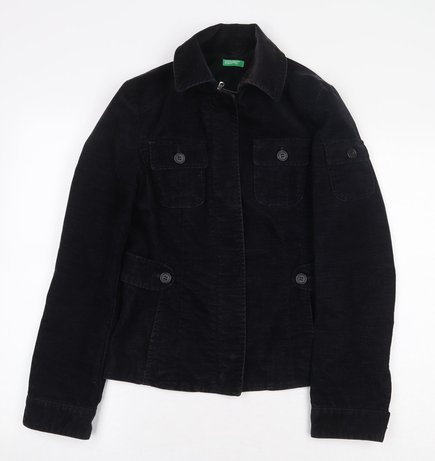 United Colours of Benetton Womens Black Jacket Size 12 Zip
