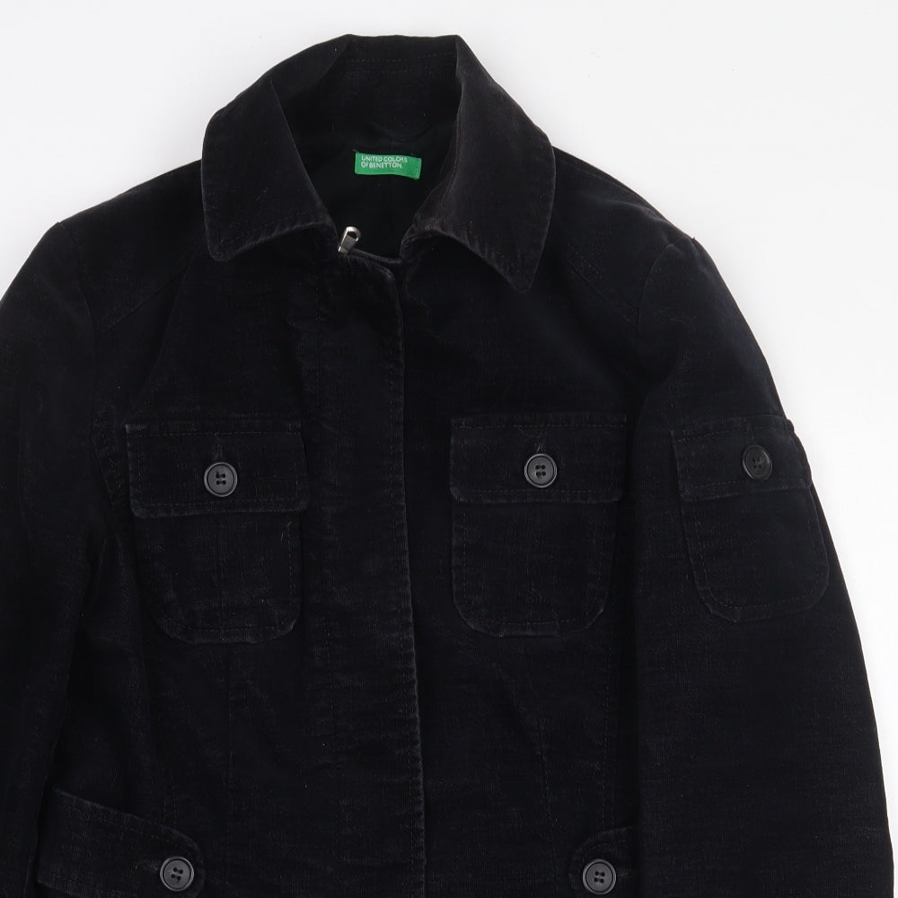 United Colours of Benetton Womens Black Jacket Size 12 Zip