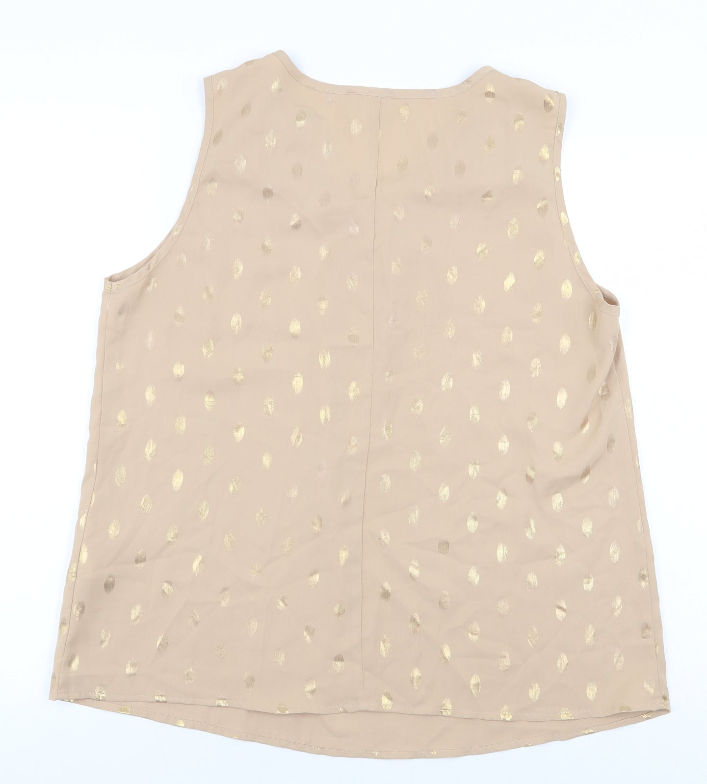 SheIn Womens Beige Polka Dot Polyester Basic Tank Size XL V-Neck