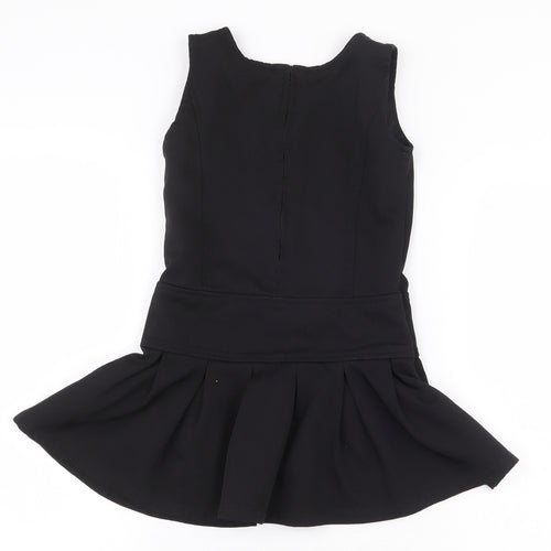 Bienzoe Girls Black Polyester A-Line Size 5 Years Boat Neck Zip