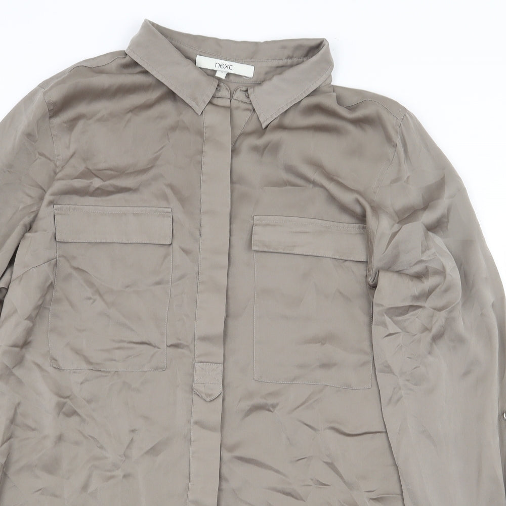 NEXT Womens Green Polyester Basic Button-Up Size 14 Collared