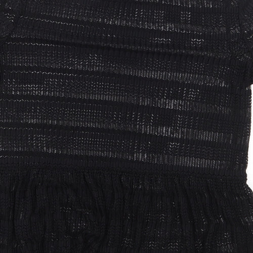 River Island Womens Black Geometric Polyester Basic Blouse Size 8 Boat Neck