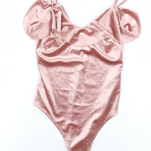 New Look Womens Pink Polyester Bodysuit One-Piece Size 6 Snap