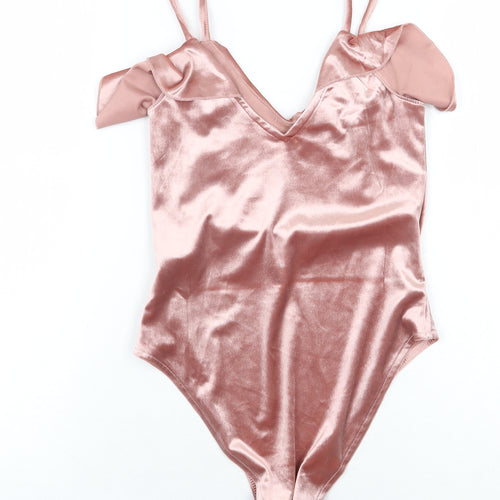 New Look Womens Pink Polyester Bodysuit One-Piece Size 6 Snap
