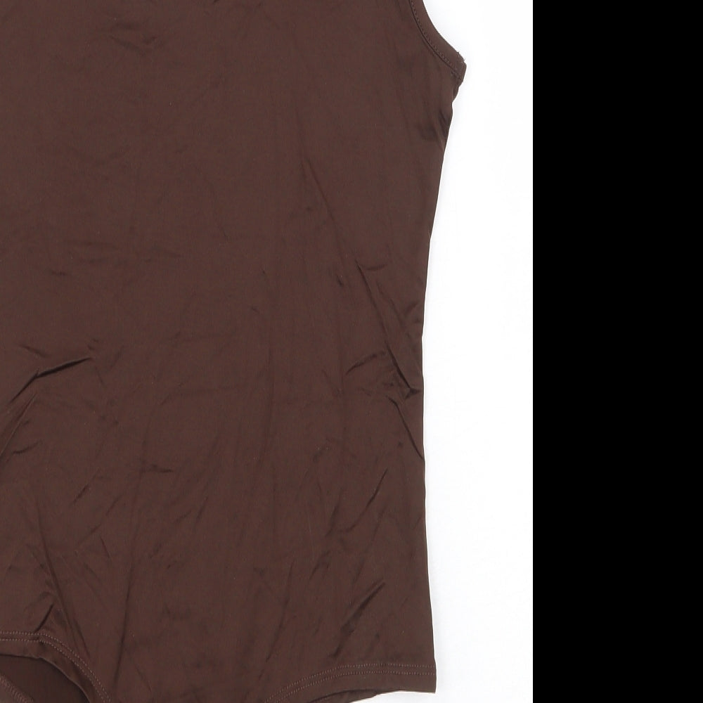 Threadbare Womens Brown Polyamide Bodysuit One-Piece Size 8 Snap