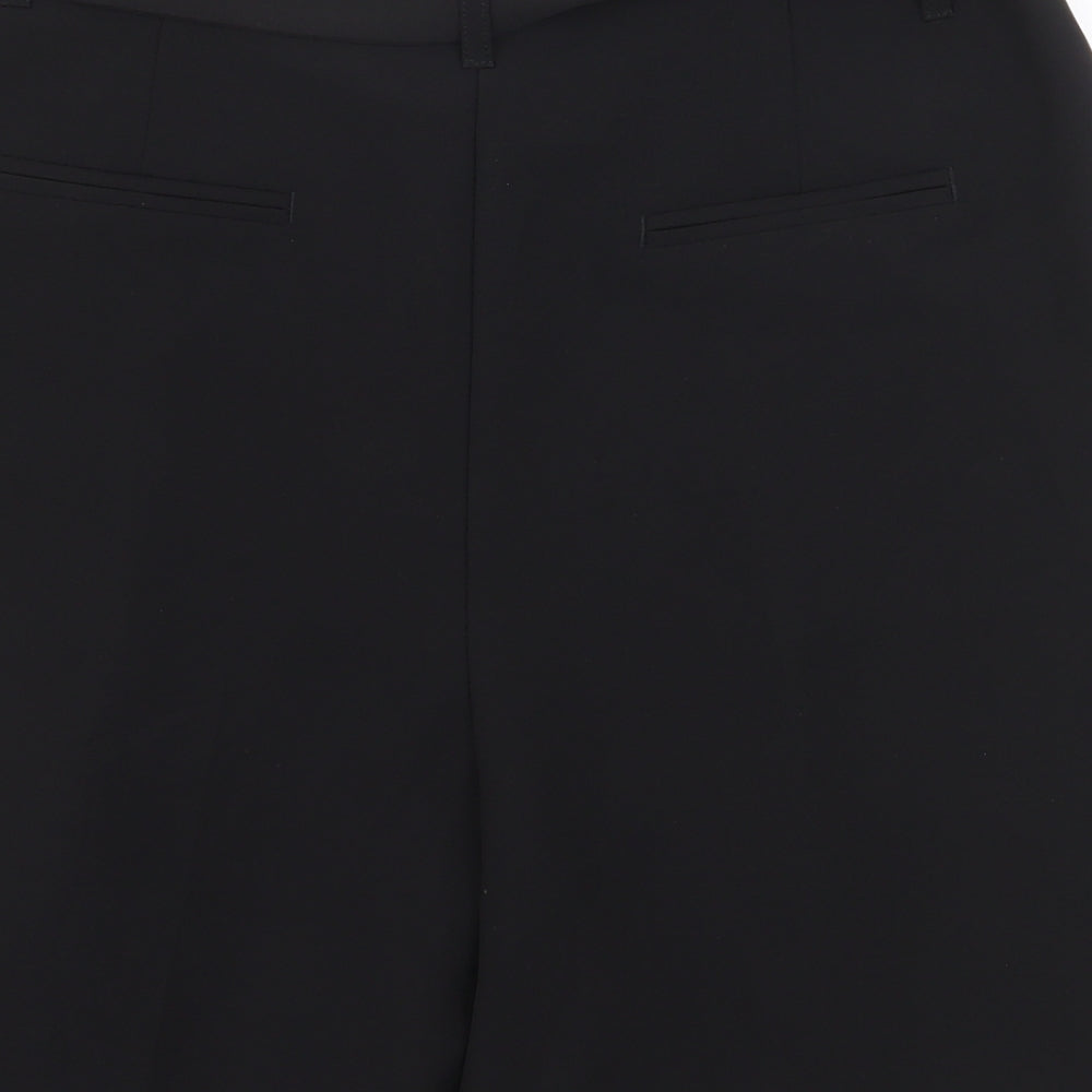 Preworn Womens Black Polyester Paperbag Shorts Size 12 L6.5 in Regular Zip