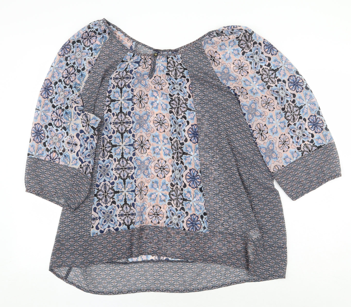 Marks and Spencer Womens Multicoloured Geometric Polyester Basic Blouse Size 20 Boat Neck