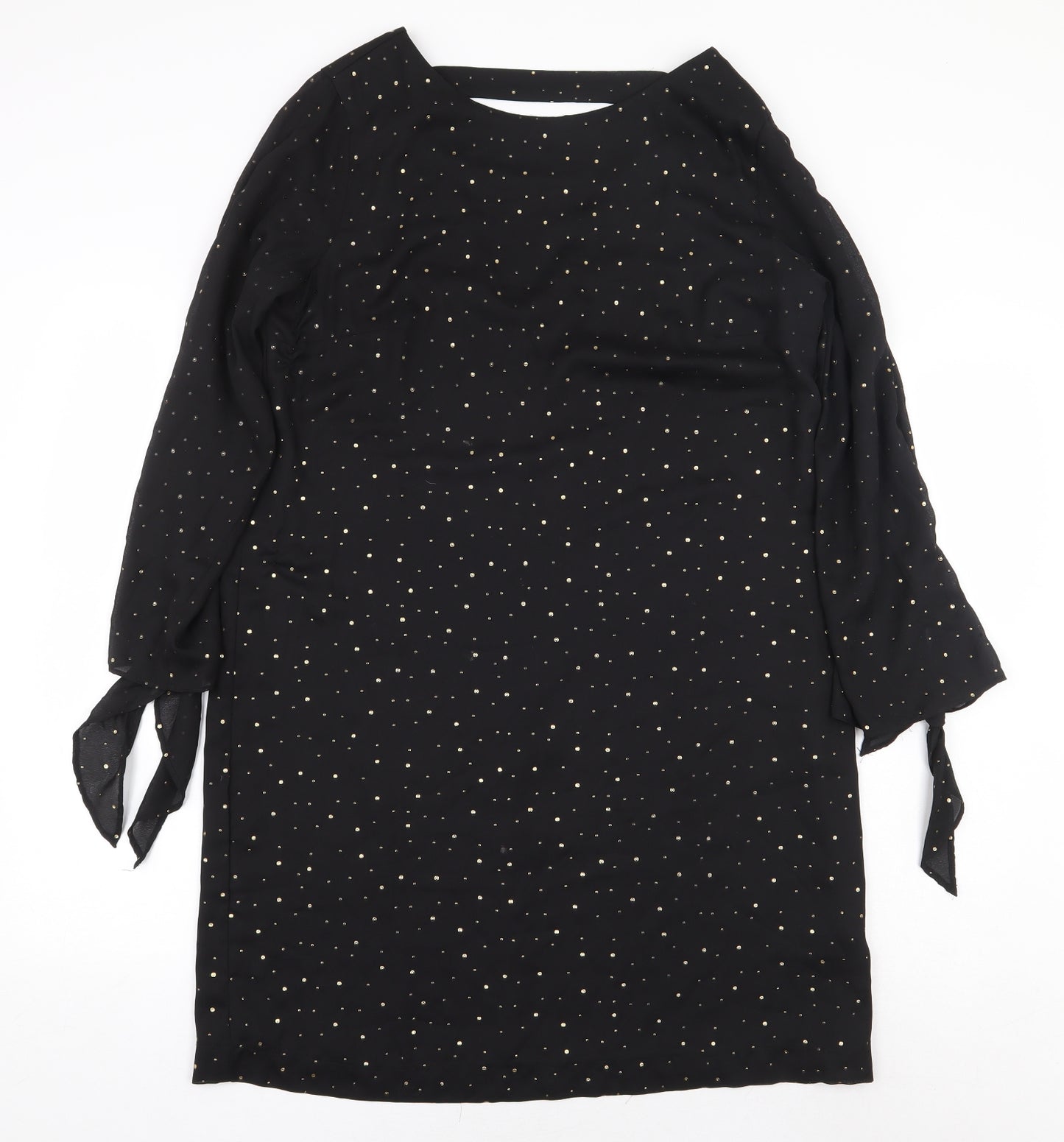 NEXT Womens Black Polka Dot Polyester Sheath Size 14 Boat Neck Pullover