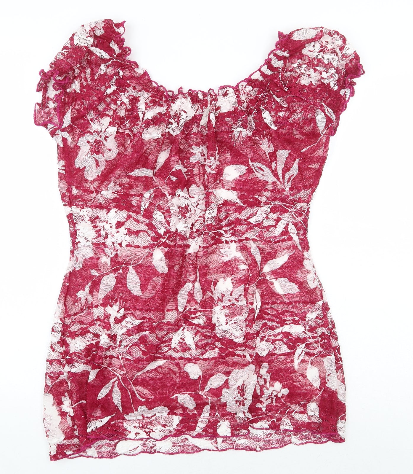 Preworn Womens Purple Floral Polyester Basic Blouse Size 6 Off the Shoulder