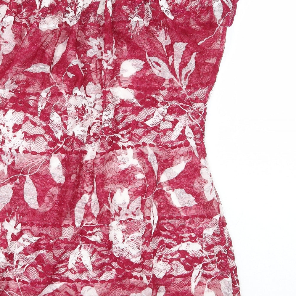 Preworn Womens Purple Floral Polyester Basic Blouse Size 6 Off the Shoulder