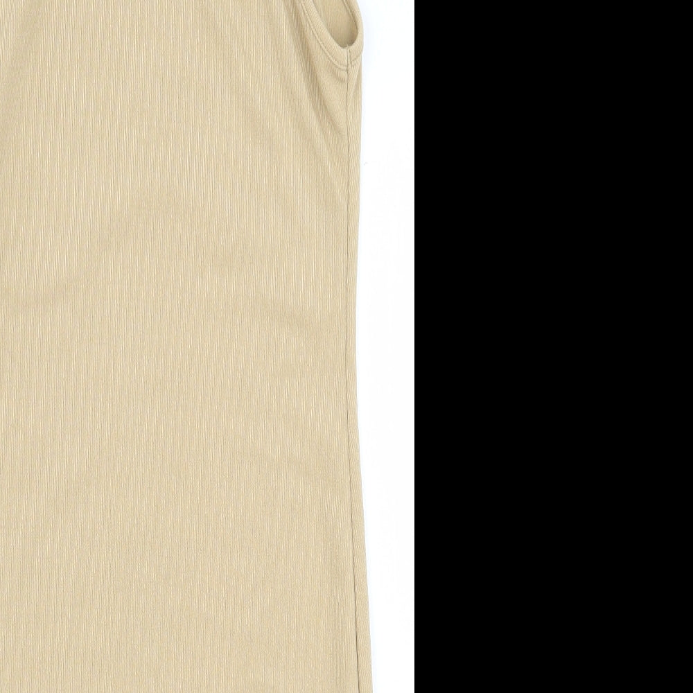 PRETTYLITTLETHING Womens Beige Polyester Mini Size 12 Round Neck Pullover