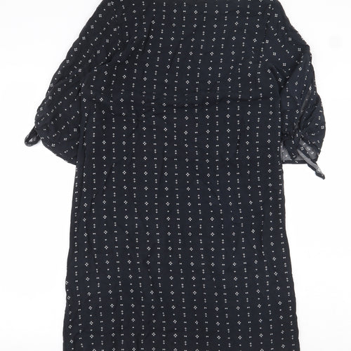 H&M Womens Black Geometric Viscose Sheath Size 8 Boat Neck Pullover