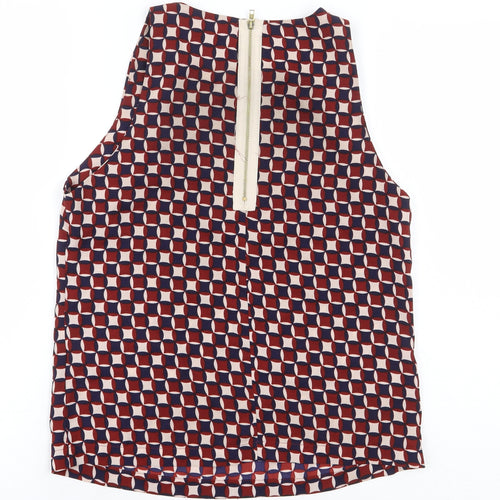 Glamorous Womens Red Geometric Polyester Basic Blouse Size XL Boat Neck