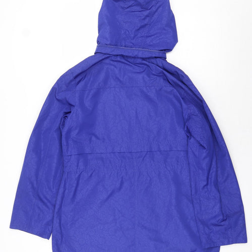 M&Co Womens Blue Floral Rain Coat Coat Size 10 Zip