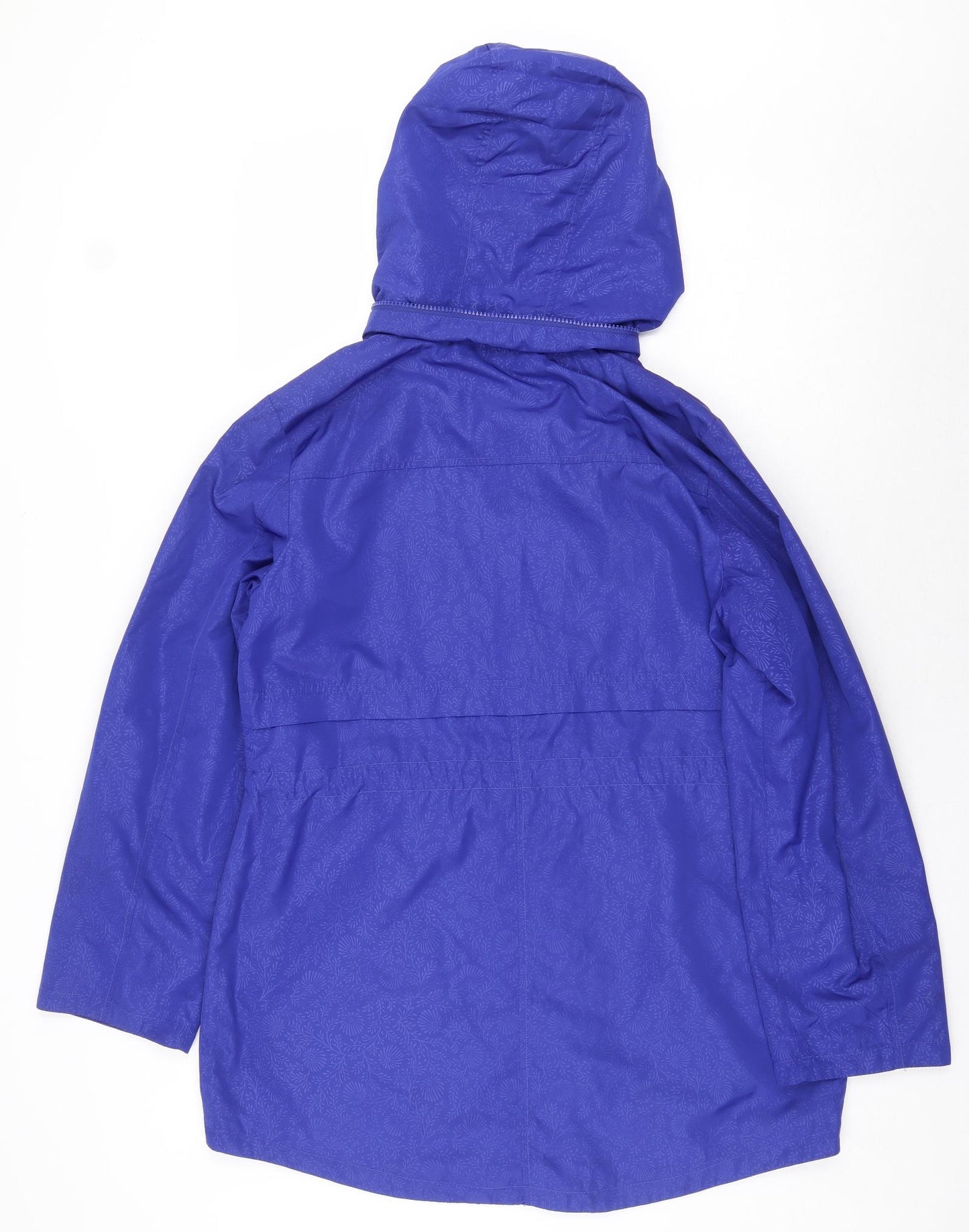 M&Co Womens Blue Floral Rain Coat Coat Size 10 Zip