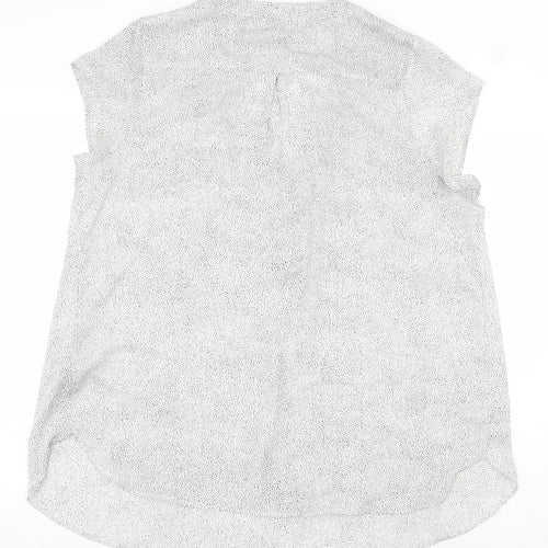 H&M Womens White Geometric Polyester Basic Blouse Size XL V-Neck