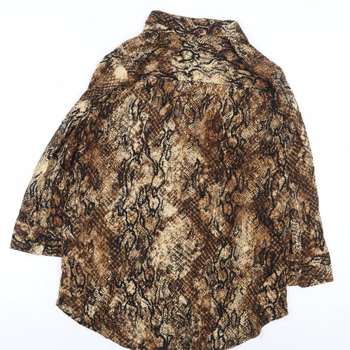 River Island Womens Beige Animal Print Viscose Basic Button-Up Size 8 Collared - Snake Skin Print