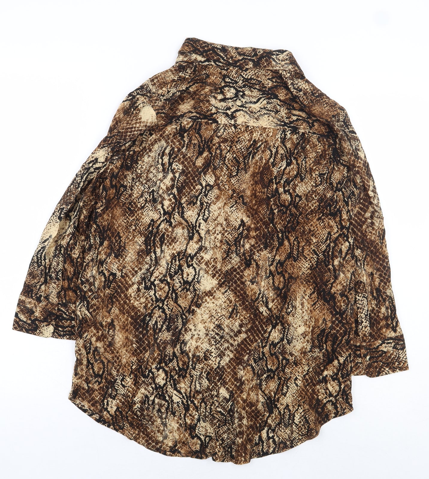 River Island Womens Beige Animal Print Viscose Basic Button-Up Size 8 Collared - Snake Skin Print