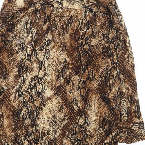 River Island Womens Beige Animal Print Viscose Basic Button-Up Size 8 Collared - Snake Skin Print