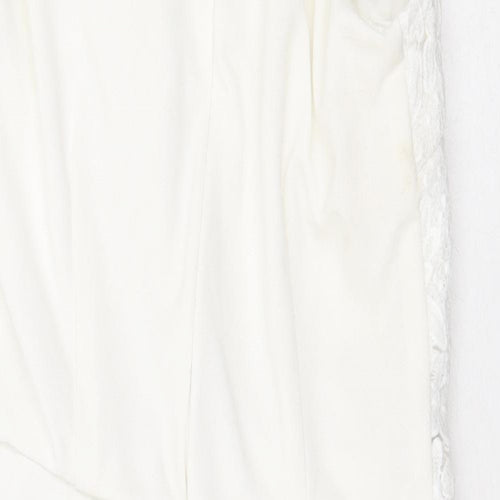 Quiz Womens White Floral Polyester Bodycon Size 6 Mock Neck Zip
