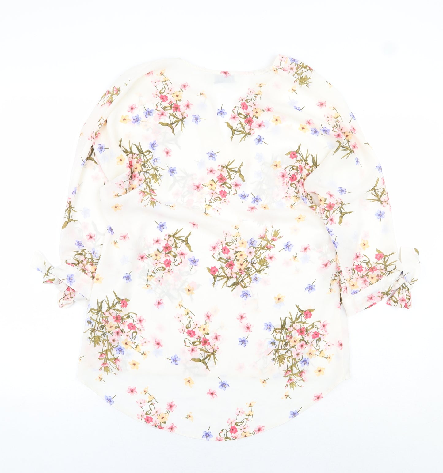 Paraphrase Womens White Floral Polyester Basic Blouse Size 10 V-Neck