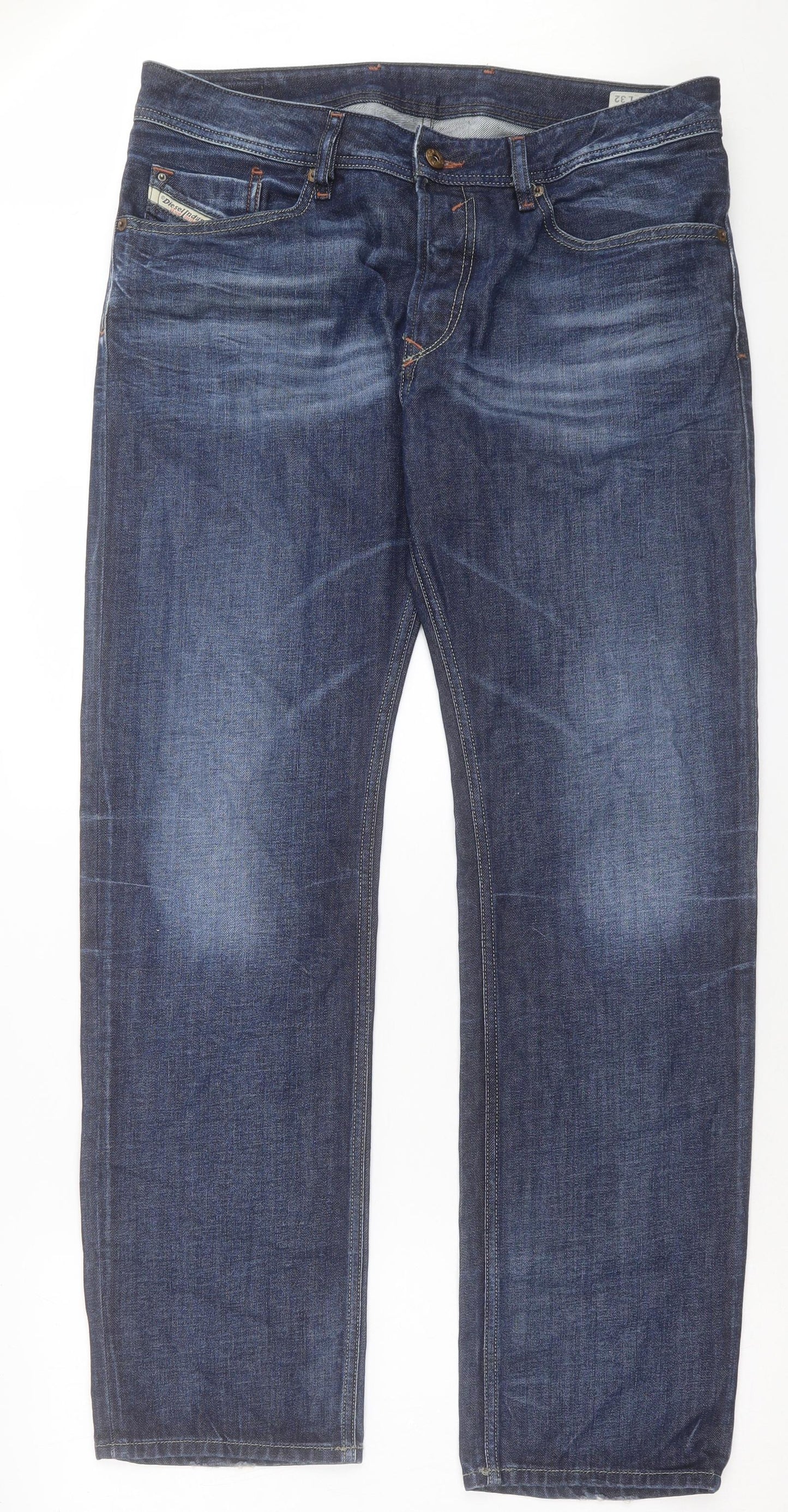Diesel Mens Blue Cotton Straight Jeans Size 33 in L32 in Regular Button