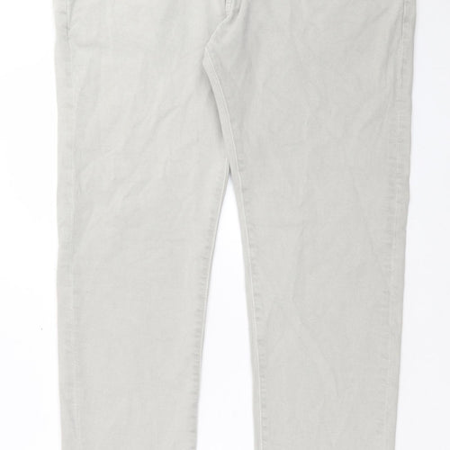 Marks and Spencer Mens Grey Cotton Straight Jeans Size 40 in L33 in Slim Button - Long Leg