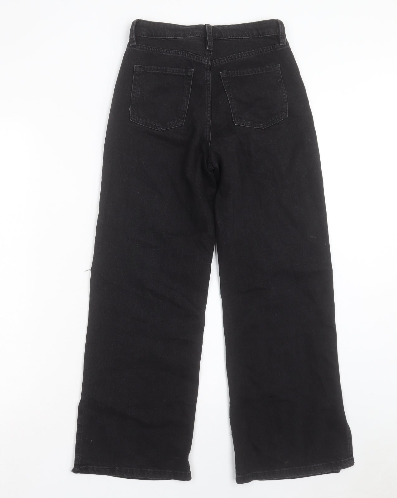 H&M Girls Black Cotton Wide-Leg Jeans Size 10-11 Years Regular Button