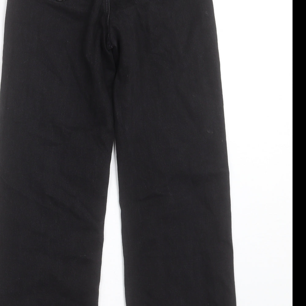 H&M Girls Black Cotton Wide-Leg Jeans Size 10-11 Years Regular Button
