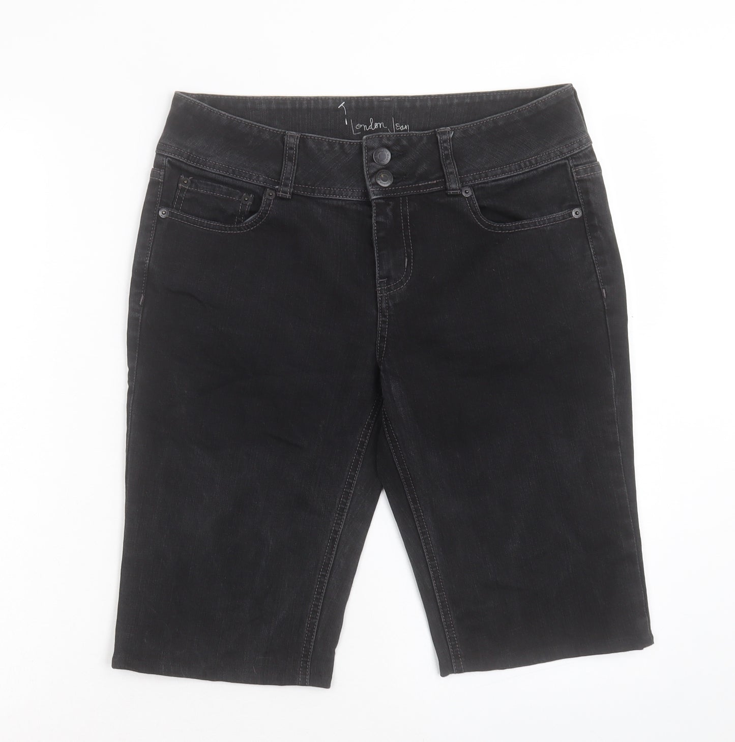 London Jean Womens Black Cotton Skimmer Shorts Size 30 in L11 in Regular Button