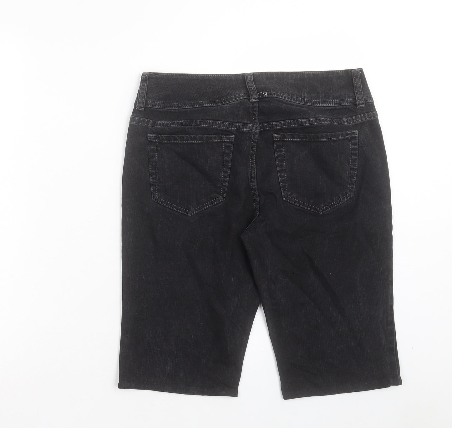 London Jean Womens Black Cotton Skimmer Shorts Size 30 in L11 in Regular Button